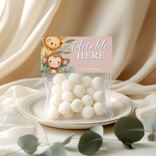 Tarjeta De Agradecimiento Pastel Tropical Salvaje Una Selva Animales Safari