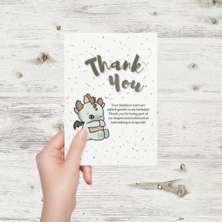 Tarjeta De Agradecimiento Pastel verde marrón dulce bebé dragón