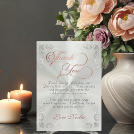Tarjeta De Agradecimiento Pastel Verde - Quinceañera de Marco Antiguo y Tiar