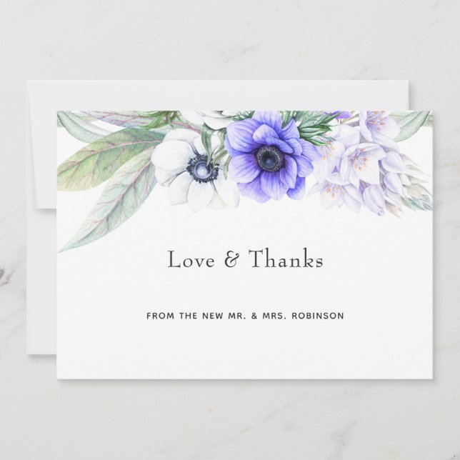 Tarjeta De Agradecimiento Pastel Violet Floral Boda (Anverso)