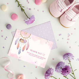 Tarjeta De Agradecimiento Pastel Watercolor Dreamcatcher Baby Shower