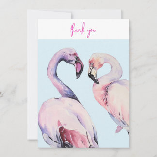 Tarjeta De Agradecimiento Pastel Watercolor Flamingo
