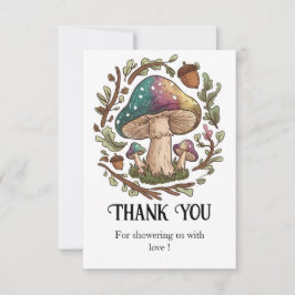 Tarjeta De Agradecimiento Pastel Whimsical Mushroom Baby Shower