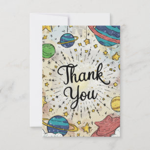 Tarjeta De Agradecimiento Pastel Whimsical Starry Celestial