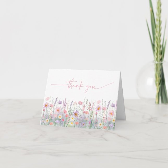 Tarjeta De Agradecimiento Pastel Wildflower Meadow Baby Shower (Anverso)