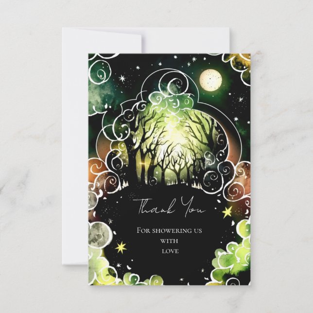 Tarjeta De Agradecimiento Pastel Woodland Baby Shower (Anverso)