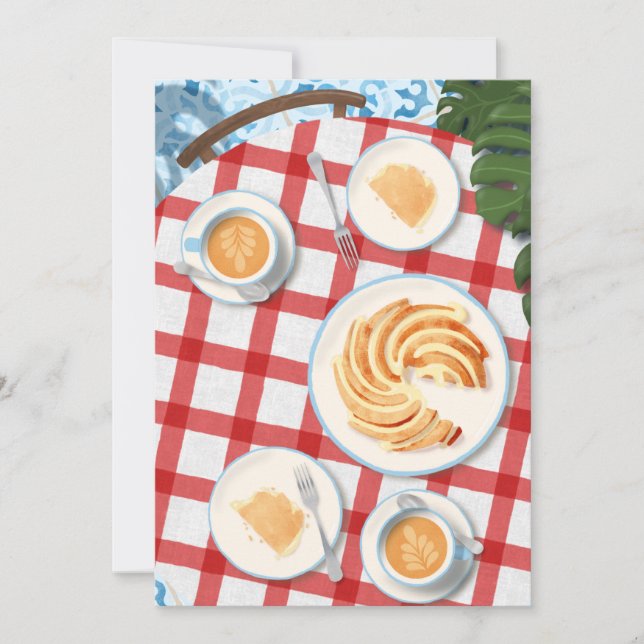 Tarjeta De Agradecimiento Pastel y café para dos (Anverso)