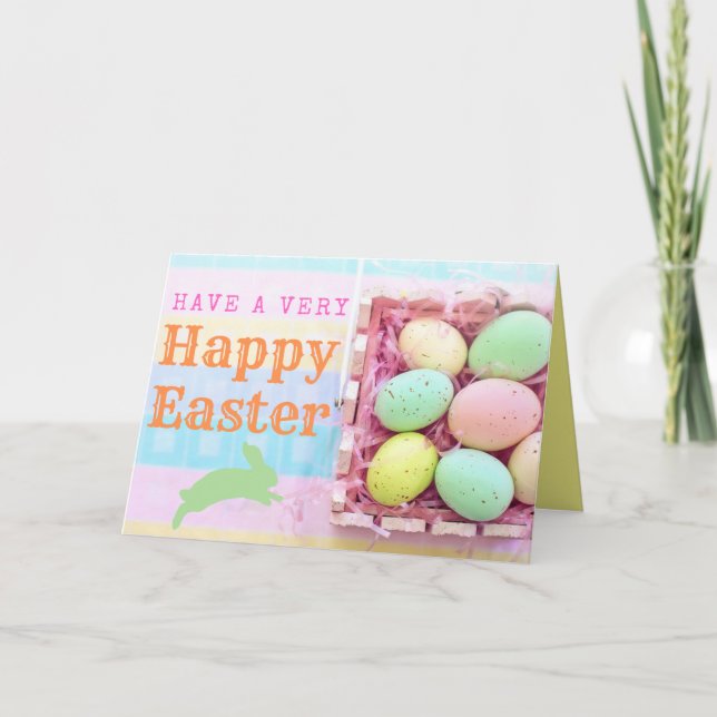 Tarjeta De Agradecimiento Pastels Happy Easter Card (Anverso)