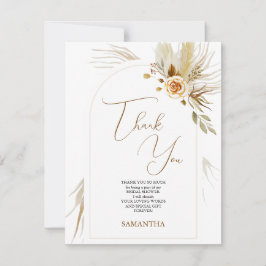 Tarjeta De Agradecimiento Pasto de las Pampas boho elegante ducha de novia
