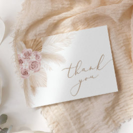 Tarjeta De Agradecimiento Pasto de Pampas Floral Boho