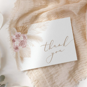 Tarjeta De Agradecimiento Pasto de Pampas Floral Boho