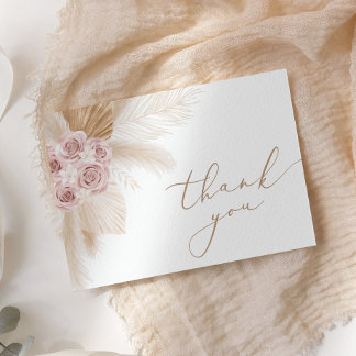 Tarjeta De Agradecimiento Pasto de Pampas Floral Boho