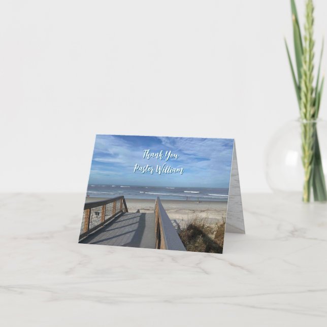 Tarjeta De Agradecimiento Pastor Apreciation Beach Boardwalk Ocean Scene (Anverso)