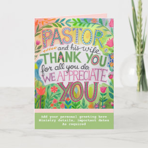 Tarjeta De Agradecimiento ✝️ Pastor Esposa del Pastor Aniversario de Agradec