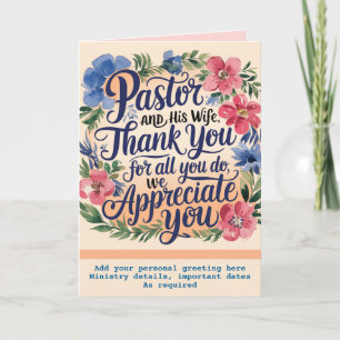Tarjeta De Agradecimiento ✝️ Pastor Esposa del Pastor Aniversario de Agradec