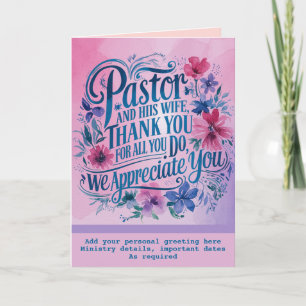 Tarjeta De Agradecimiento ✝️ Pastor Esposa del Pastor Aniversario de Agradec