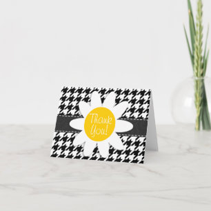 Tarjeta De Agradecimiento Patalina negra y blanca; Daisy de primavera.