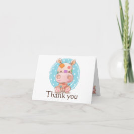 Tarjeta De Agradecimiento Patchwork Hippo Blue Gracias