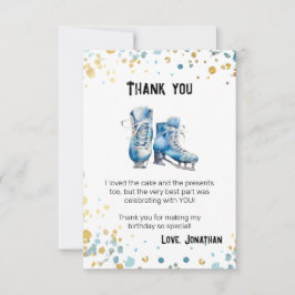 Tarjeta De Agradecimiento Patinaje sobre hielo, fiesta de cumpleaños de los