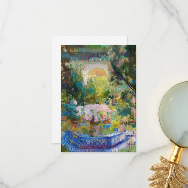 Tarjeta De Agradecimiento Patio de la Casa Sorolla por Joaquin Sorolla (Anverso/Reverso In Situ)