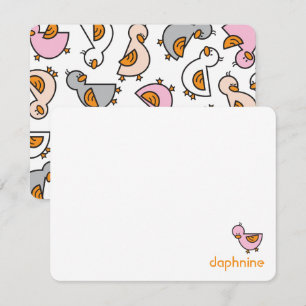 Tarjeta De Agradecimiento Patitos Bebés Niña Patos Rosas Divertidos Dibujos 