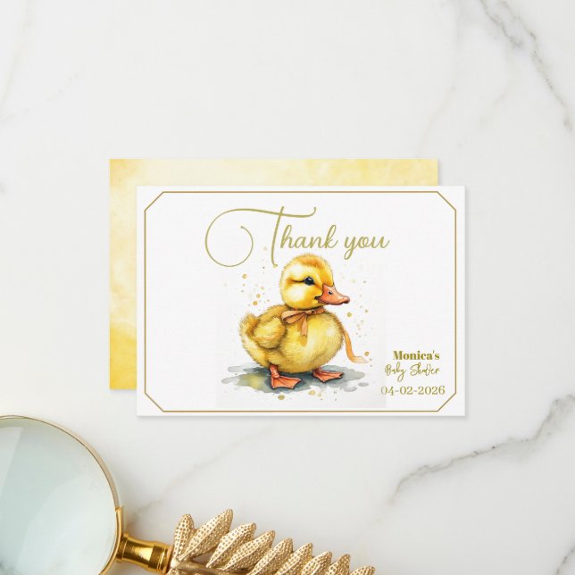Tarjeta De Agradecimiento Pato de Acuarela Splash Sin Género  (Anverso/Reverso In Situ)