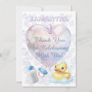 Tarjeta De Agradecimiento Pato de burbuja rosa Gracias