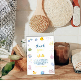 Tarjeta De Agradecimiento Pato de goma para baño de bebé  