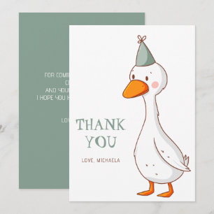 Tarjeta De Agradecimiento Pato tonto verde lindo género neutral