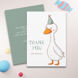 Tarjeta De Agradecimiento Pato tonto verde lindo género neutral