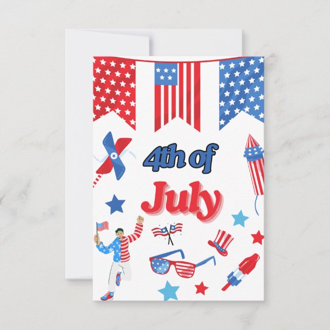 Tarjeta de agradecimiento patriótica del 4 de juli (Anverso)