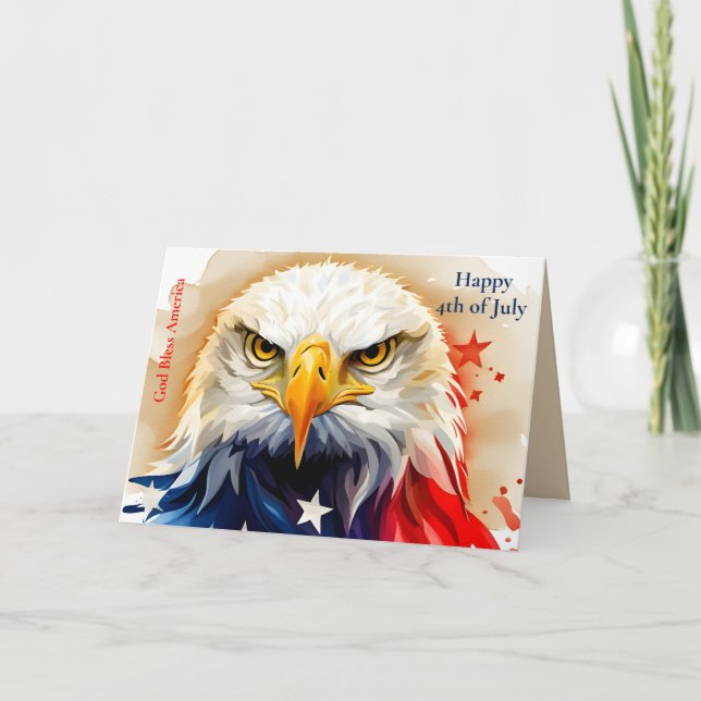 Tarjeta De Agradecimiento Patriótico 4 de julio, Eagle, EEUU, Postcard (Anverso)