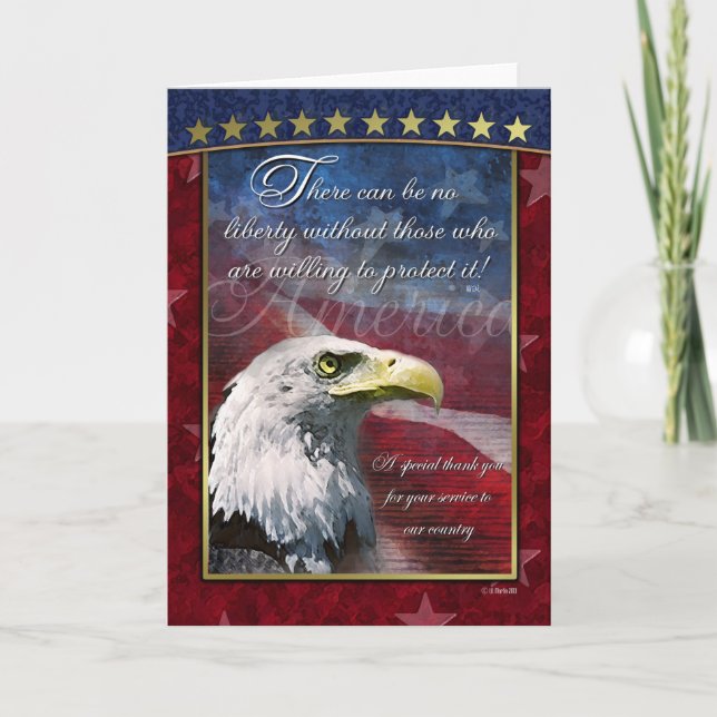 Tarjeta de agradecimiento patriótico de Bald Eagle (Anverso)