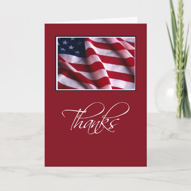 Tarjeta De Agradecimiento Patriótico Gracias Red (Anverso)