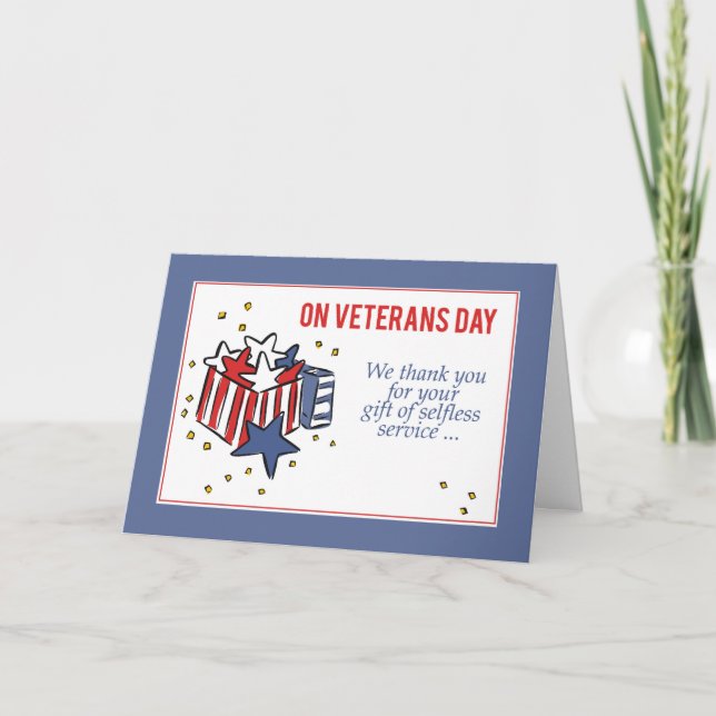 Tarjeta De Agradecimiento Patriotismo en el Día de los Veteranos Gracias Caj (Anverso)