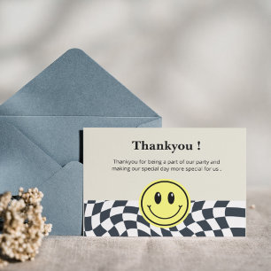 Tarjeta De Agradecimiento Patrón a cuadros retro en blanco y negro