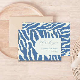 Tarjeta De Agradecimiento Patrón abstracto de graduación azul y crema modern