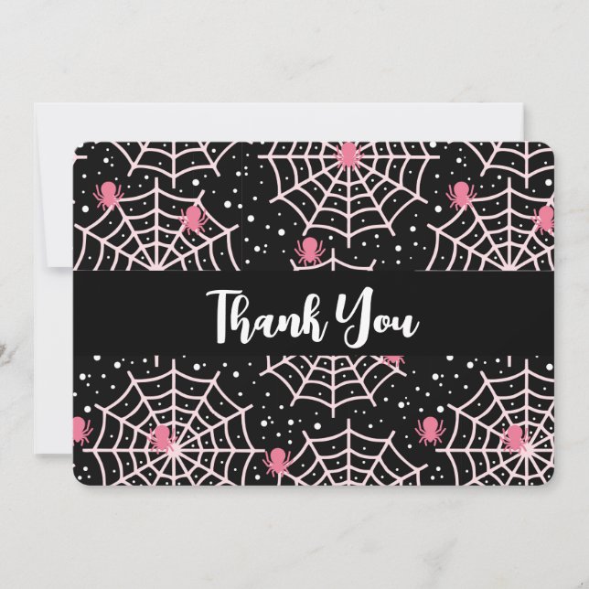 Tarjeta De Agradecimiento Patrón Cobwebs y Spiders de Halloween (Anverso)