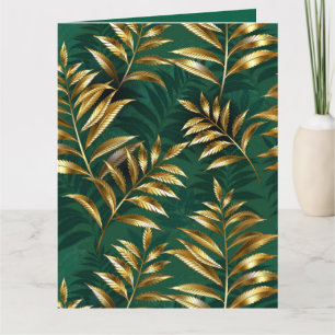 Tarjeta De Agradecimiento Patrón continuo con helechos dorados