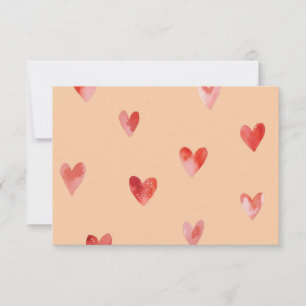 Tarjeta De Agradecimiento Patrón continuo de corazones al acuarela