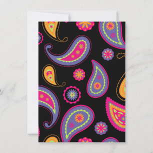 Tarjeta De Agradecimiento Patrón continuo de Paisley colorido