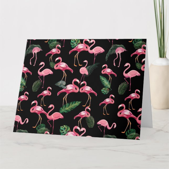Tarjeta De Agradecimiento Patrón de amor de flamencos 4 (Anverso)