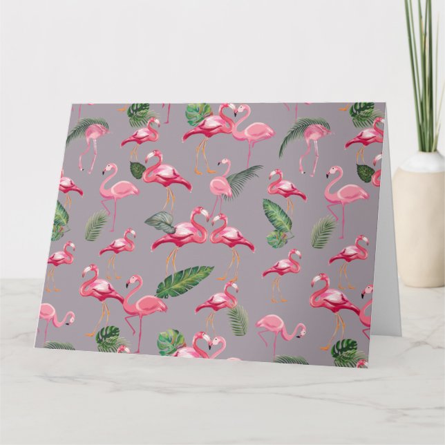 Tarjeta De Agradecimiento Patrón de amor de flamencos 6 (Anverso)