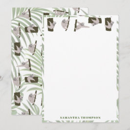 Tarjeta De Agradecimiento Patrón de animal de perezoso lindo en bosque salva