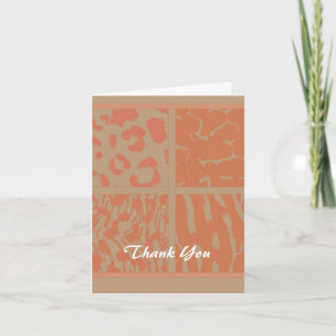 Tarjeta De Agradecimiento Patrón de animal salvaje naranja Gracias