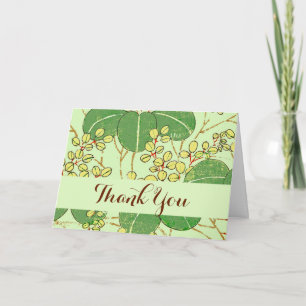 Tarjeta De Agradecimiento Patrón de arte botánico floral de hoja japonesa