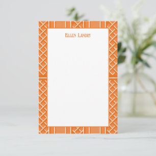 Tarjeta De Agradecimiento Patrón de bambú de Chinoiserie naranja y blanco