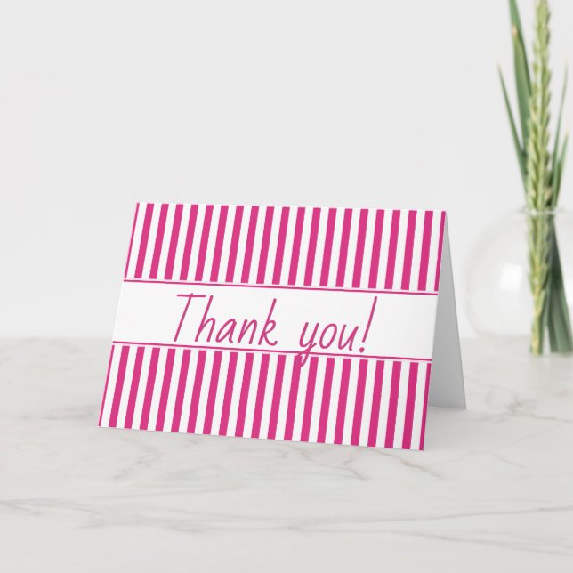 Tarjeta De Agradecimiento Patrón de bandas simples - Fuchsia geométrica/Blan (Anverso)