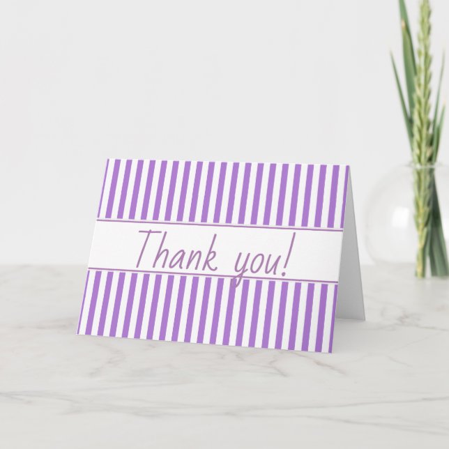 Tarjeta De Agradecimiento Patrón de bandas simples - Lavanda geométrica/blan (Anverso)
