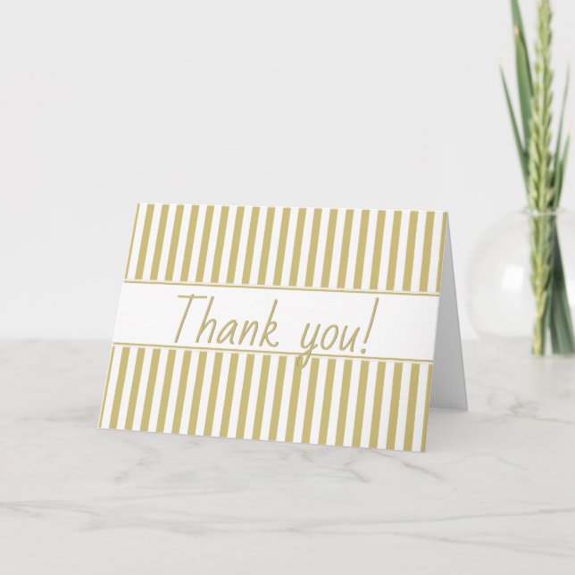Tarjeta De Agradecimiento Patrón de bandas simples - Oro geométrico/Blanco (Anverso)